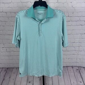 UNTUCKit Mint Green and White Striped Polo Size Small